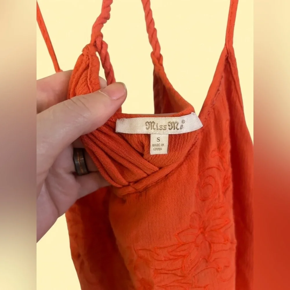 Miss Me Orange Embroidered Tank Top - Size Small - Picture 5 of 5